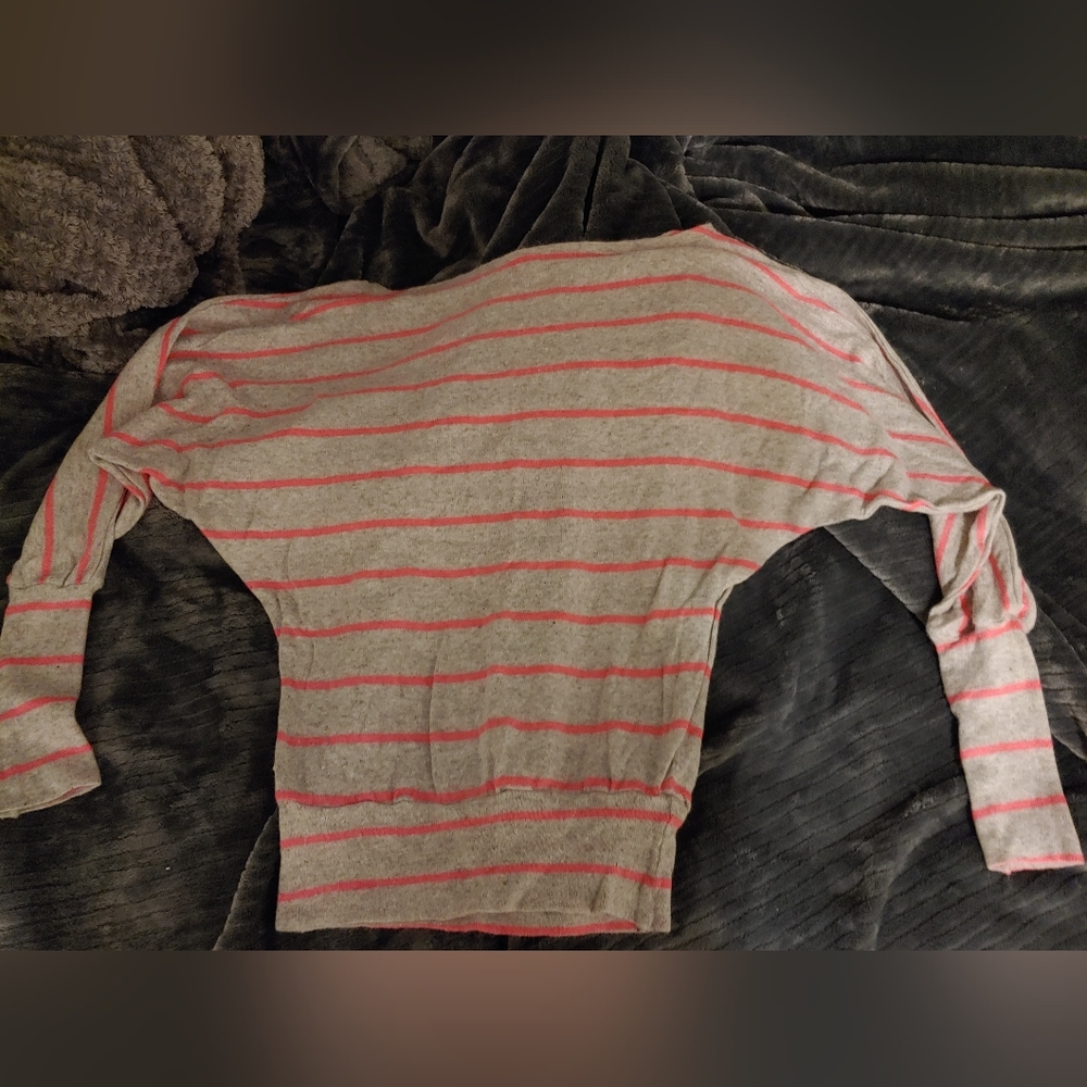 Off The Shoulder Bat Wing Striped Sweater XS-S